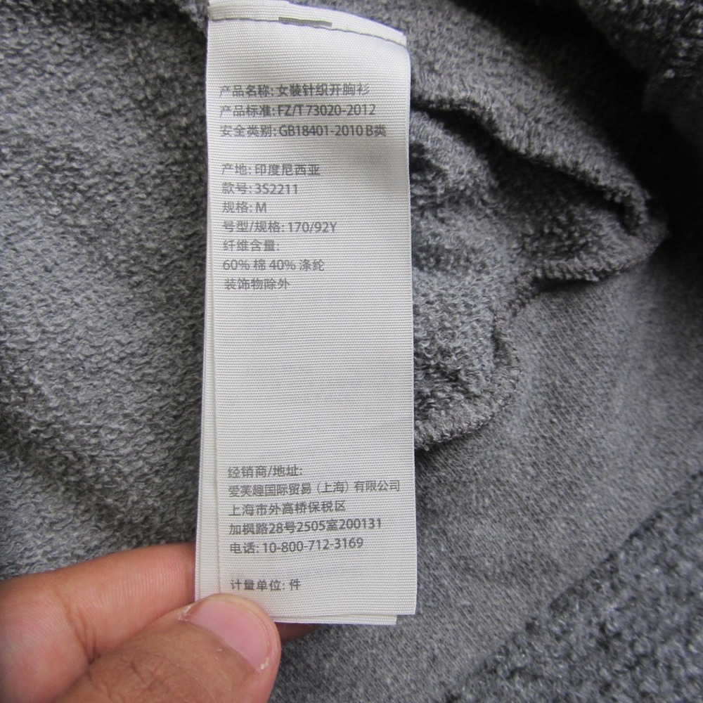 Hollister Full Zip Cropped Hoodie Womens Medium Grey Solid Long Sleeve Y2K 2000s - Picture 4 of 9